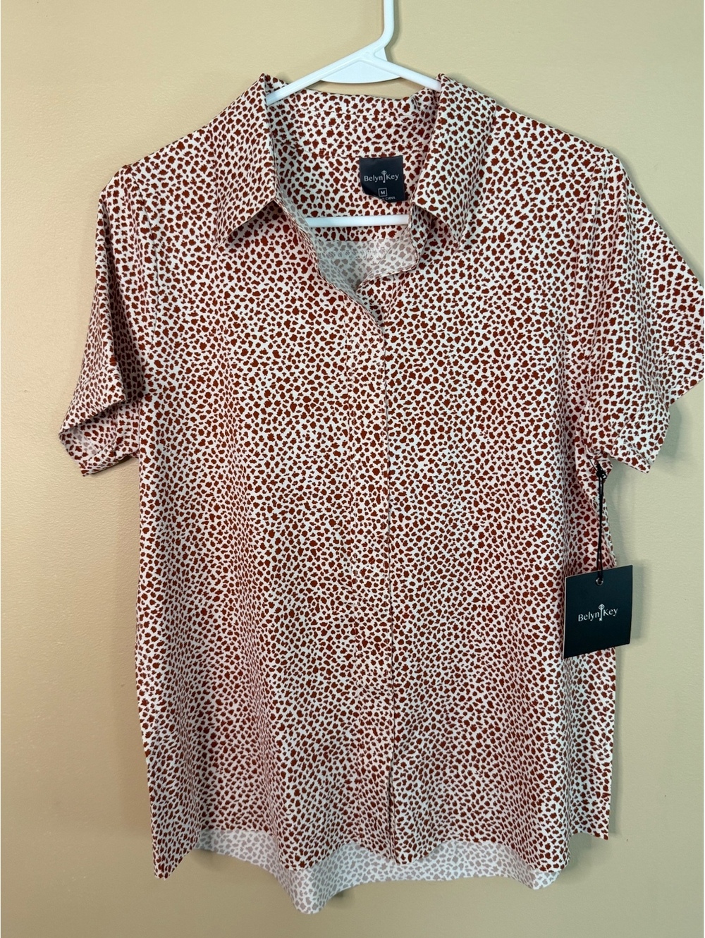 Belyn Key Keystone Short Sleeve Windsor Print Shirt Size M